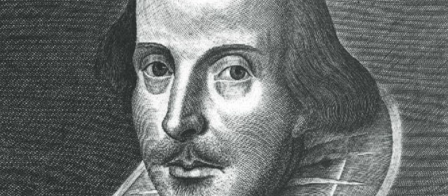 Ein Schwarz-Weiß-Foto von William Shakespeare
