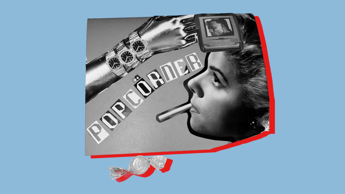 Eine Collage mit dem Schriftzug POPCÖRNER.