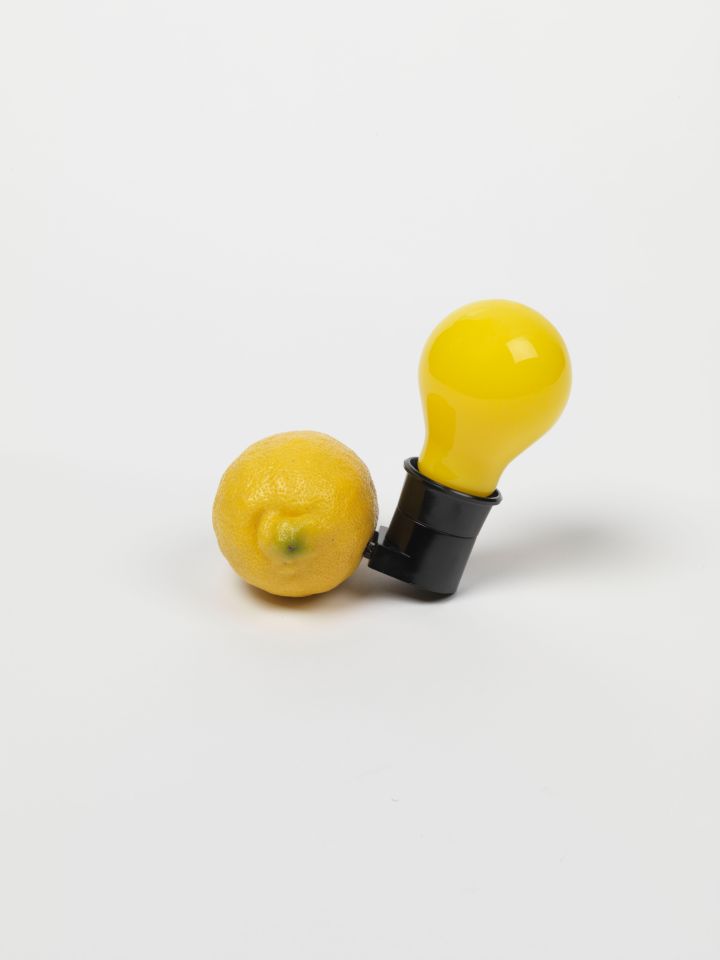 Eine Zitrone in der eine Glühbirne steckt - Capri Batterie von Joseph Beuys
