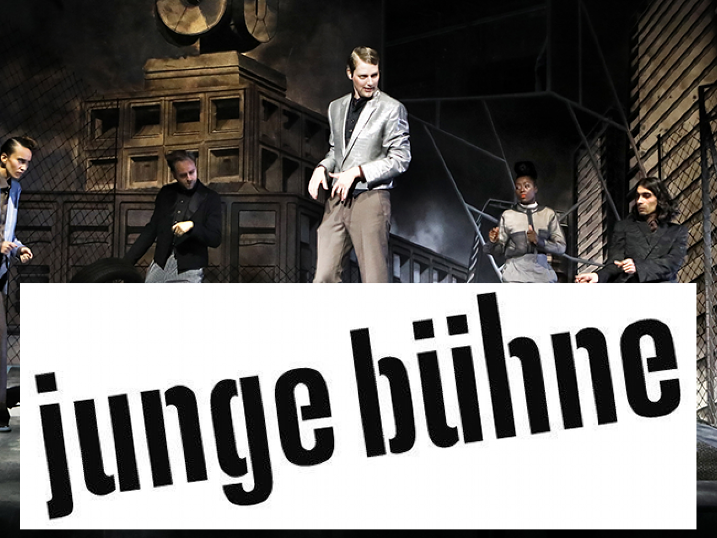 Ein Inszenierungsfoto auf dem steht "Junge Bühne"