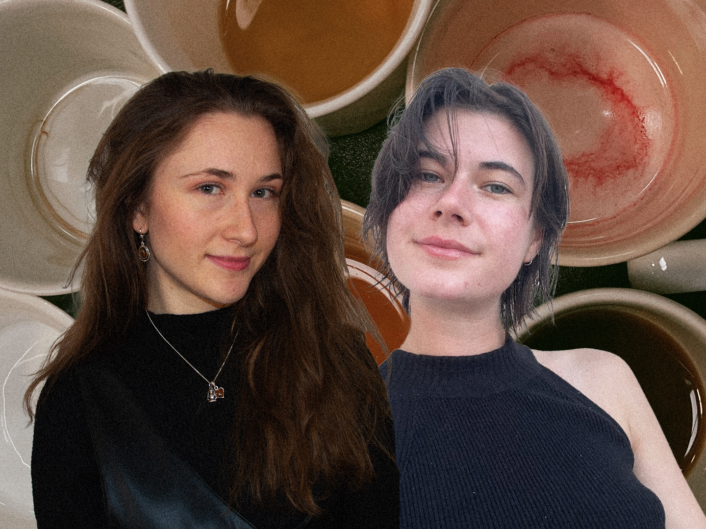 Rebecca Fischer und Julie Fritsch vor dreckigen Tassen.