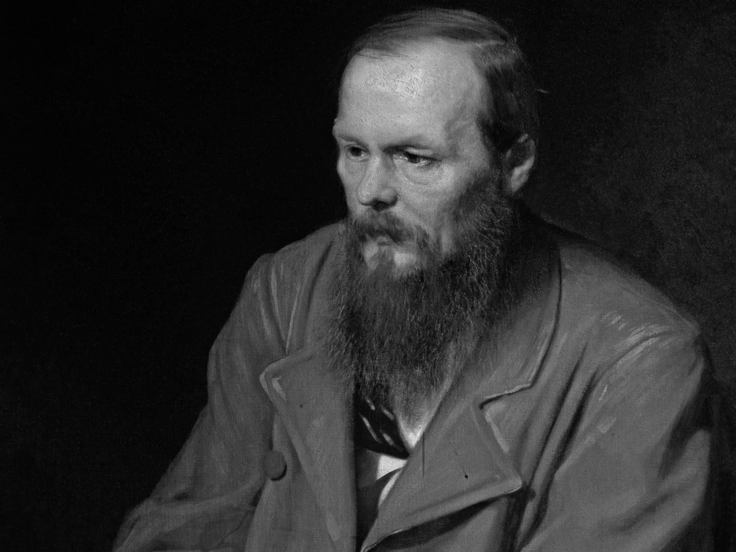 Ein Portrait in schwarz weiß von Fjodor Dostojewskij
