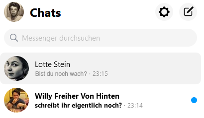 Ein Screenshot des Chats zwischen Werther und Lotte