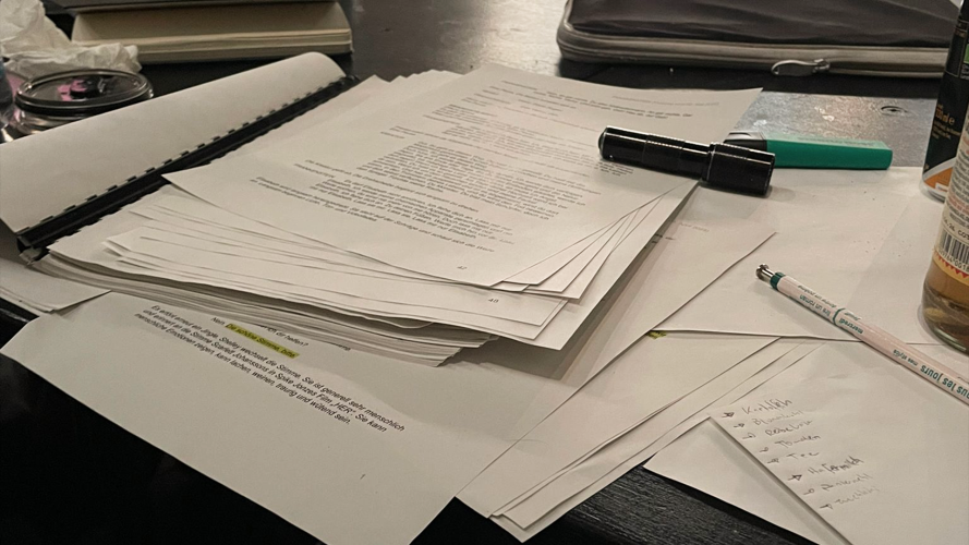 Zettelchaos auf der Probebühne