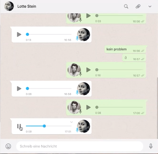 Ein Screenshot des Chats zwischen Werther und Lotte